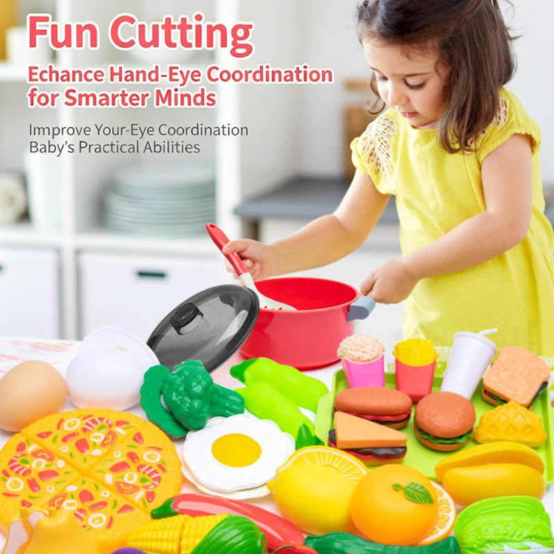 Cutting Play Food Toy Set Kitchen Pretend Play Fruit Vegetable Toy For Kids Educational Learning Food Toys Fun Toddlers Gifts - Image 15