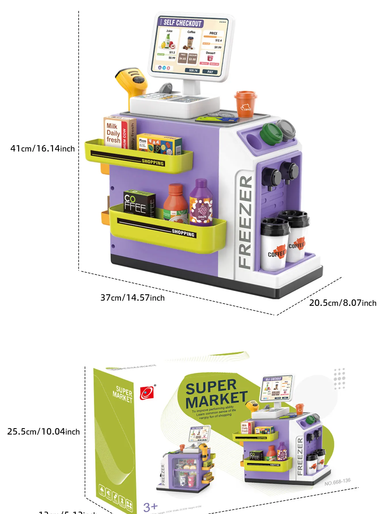 Mini Pretend Play Children's Toy Supermarket Shopping Counter Coffee Vending Counter Set - Image 22