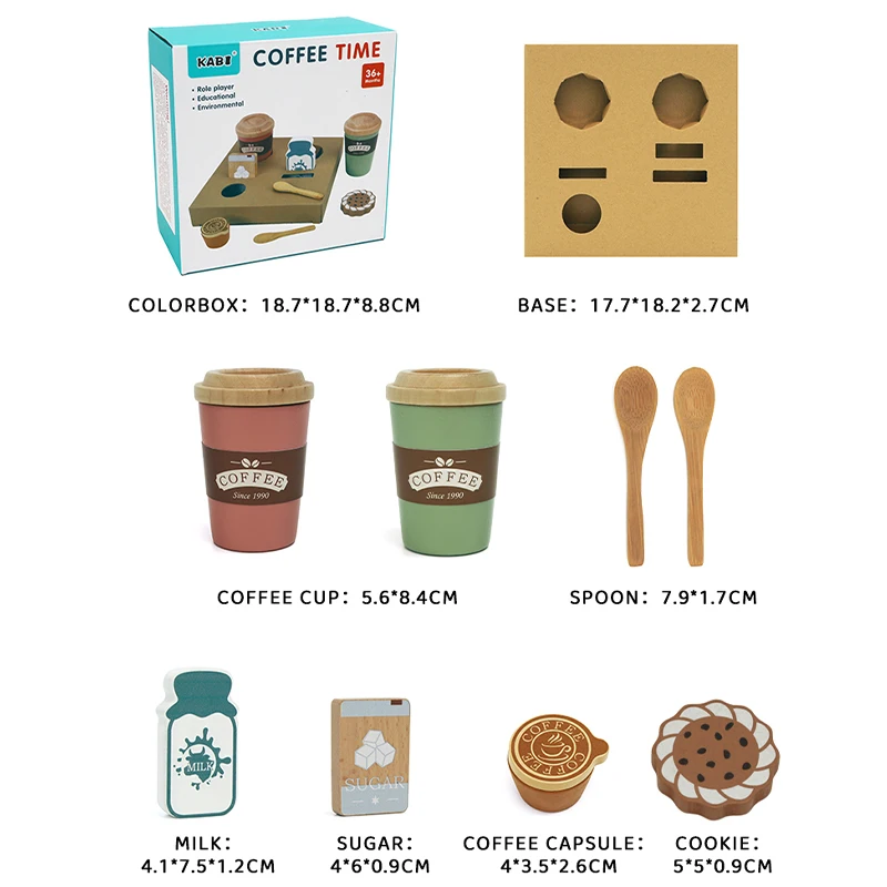 Kids Wooden Coffee Toy Set Toddler Pretend Play Kitchen Accessories Gift for Children House Play Early Educational Toys for Kids - Image 6