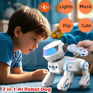 2 in 1 Intelligent Remote Control Robot Dog Electronic Stunt Command Programmable Touch-sense Music Song Children Toys for Boys