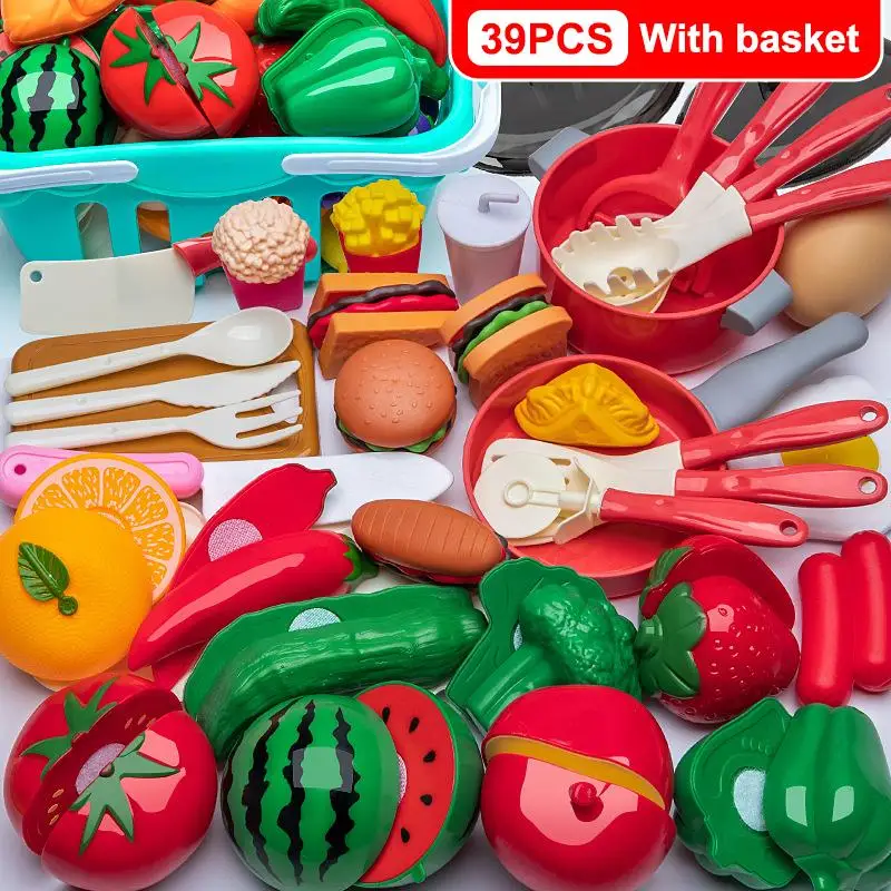 Cutting Play Food Toy Set Kitchen Pretend Play Fruit Vegetable Toy For Kids Educational Learning Food Toys Fun Toddlers Gifts - Image 7