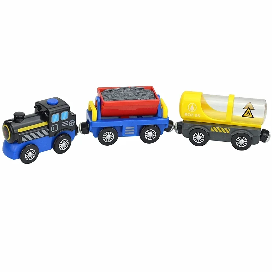 Magnetic Electric Train Car Locomotive Wooden Track Slot Diecast Railway With Two Carriages Train Wood Kid Toy Biro Leduo Track - Image 44