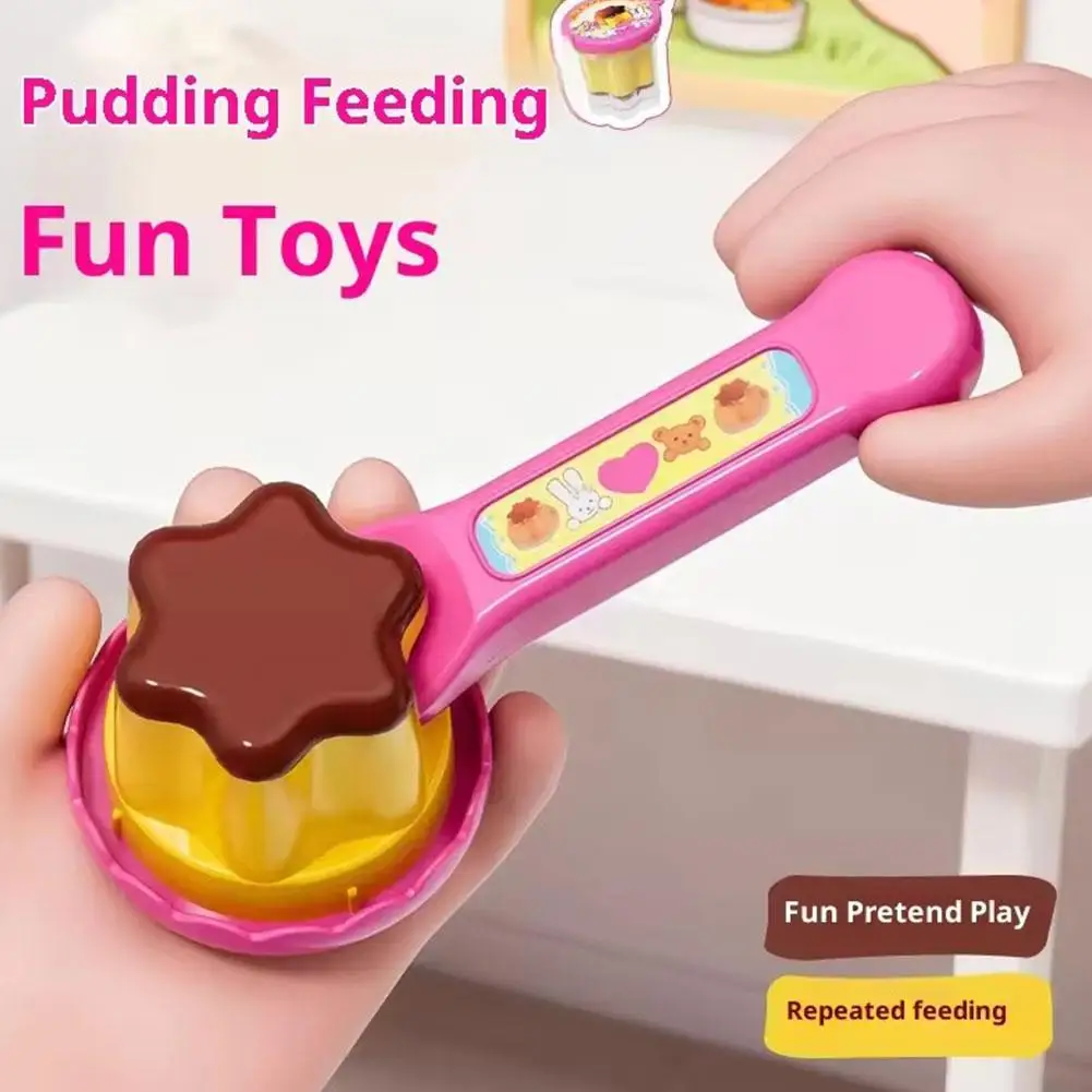 Pretend Play Pudding Feeding Toy Set with Magic Spoon Simulation Food Kitchen Toys for Kids Interactive Role Play Gift for Girls - Image 17