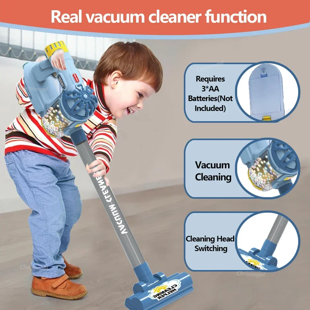 Kids Vacuum Cleaner Toy Electric Realistic Pretend Play Housekeeping Cleaning Set Educational Gift for Toddlers Boys Girls - Image 16
