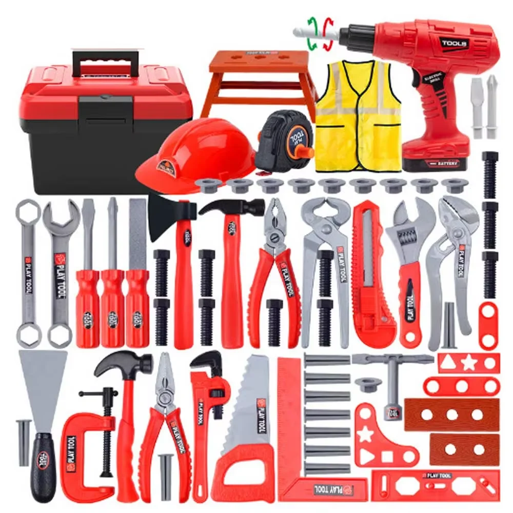 Kids Repair Toolbox Toy Set, Simulation Engineering Tools with Drill, Educational Pretend Play Gifts for Boys - Image 9