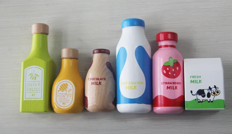 Children Pretend Play Wooden Milk Drink Set Kitchen Food Toys Montessori Learning Educational Kids Simulation Imitation Game - Image 19