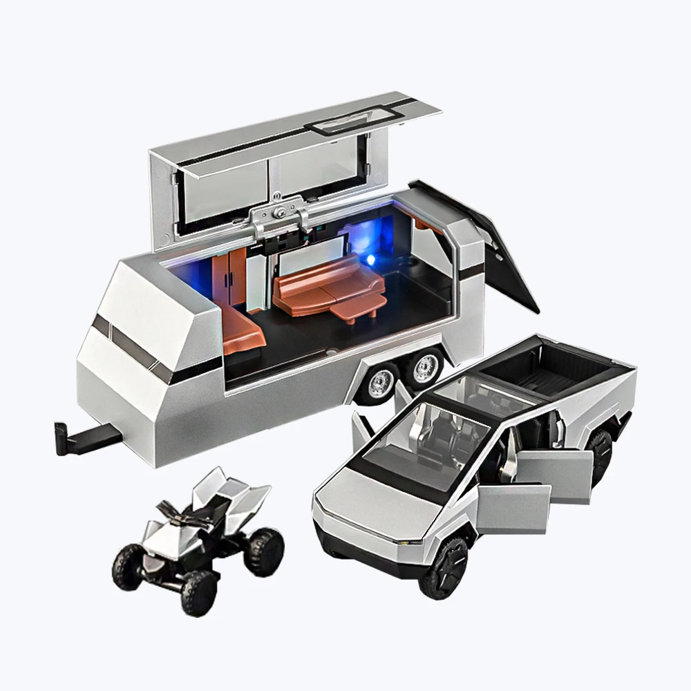 1:32 Simulated Pickup Truck Model Sound And Light Pull-Back Toy Car Metal Camper Van Boys Collection Ornaments Gift - Image 7