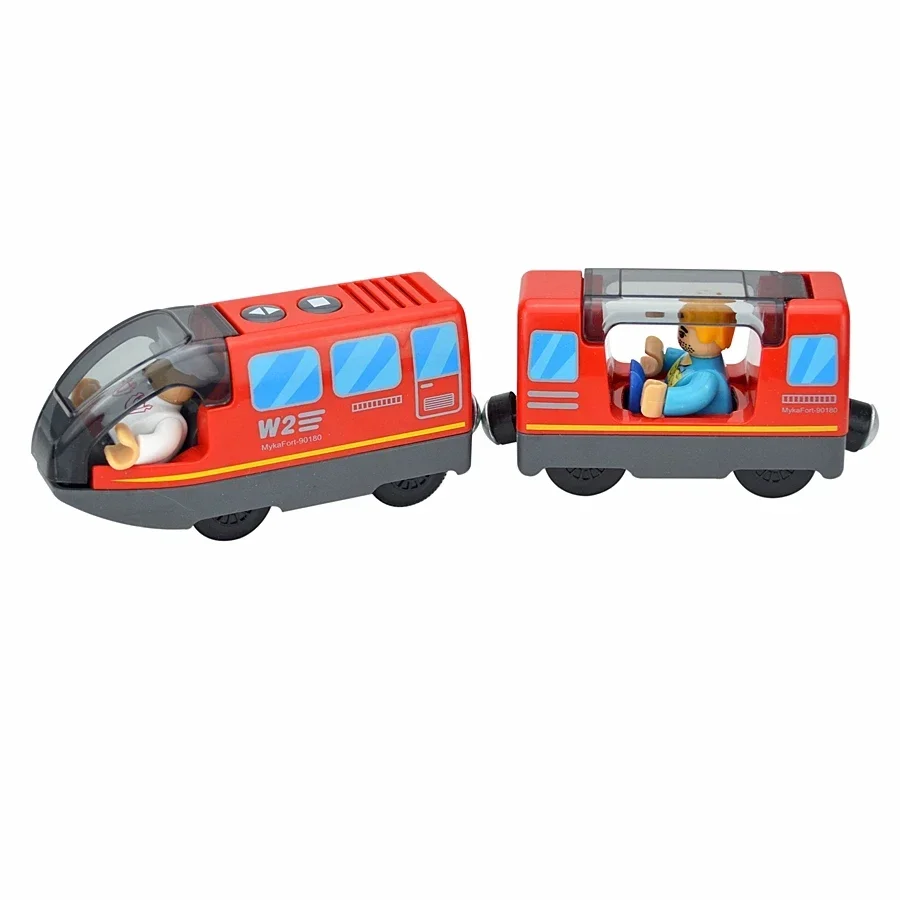 Magnetic Electric Train Car Locomotive Wooden Track Slot Diecast Railway With Two Carriages Train Wood Kid Toy Biro Leduo Track - Image 23