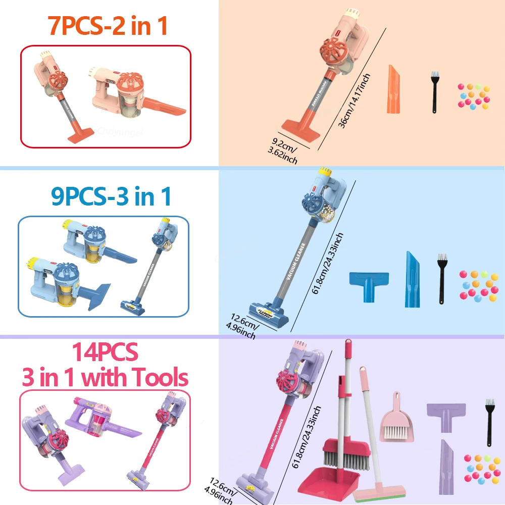 Kids Vacuum Cleaner Toy Electric Realistic Pretend Play Housekeeping Cleaning Set Educational Gift for Toddlers Boys Girls - Image 6