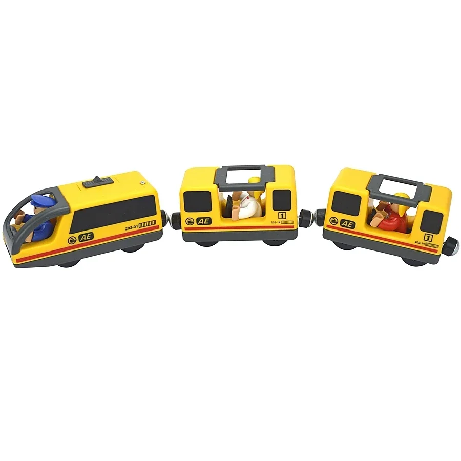 Magnetic Electric Train Car Locomotive Wooden Track Slot Diecast Railway With Two Carriages Train Wood Kid Toy Biro Leduo Track - Image 36