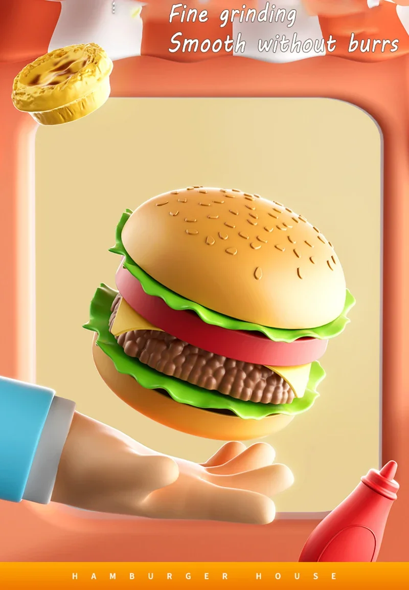 Kid Kitchen Toy Set Simulation Make Hamburger Pizza Fries Pretend Play Food Cooking Cutting Game Montessori Interactive Toy Gift - Image 17
