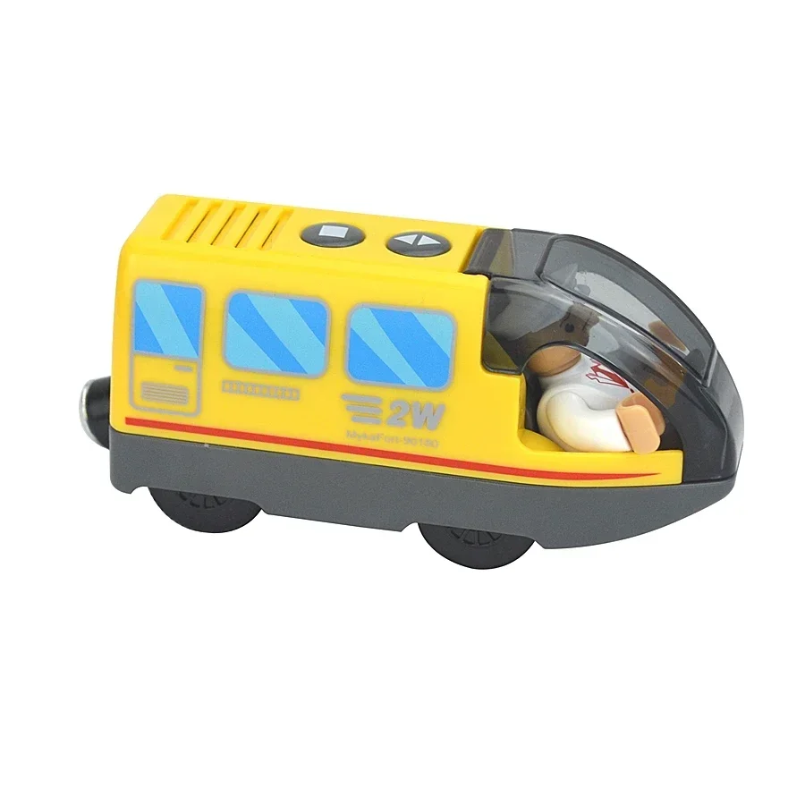 Magnetic Electric Train Car Locomotive Wooden Track Slot Diecast Railway With Two Carriages Train Wood Kid Toy Biro Leduo Track - Image 16