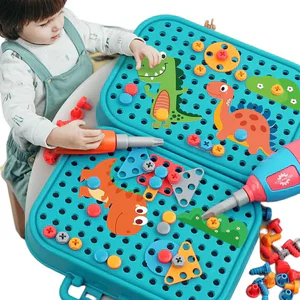 351stk/211stk Children DIY Tool Toys Set Electric Drill Screw Nuts Puzzle Toy Pretend Play Tool Kits 2D/3D Educational Toy