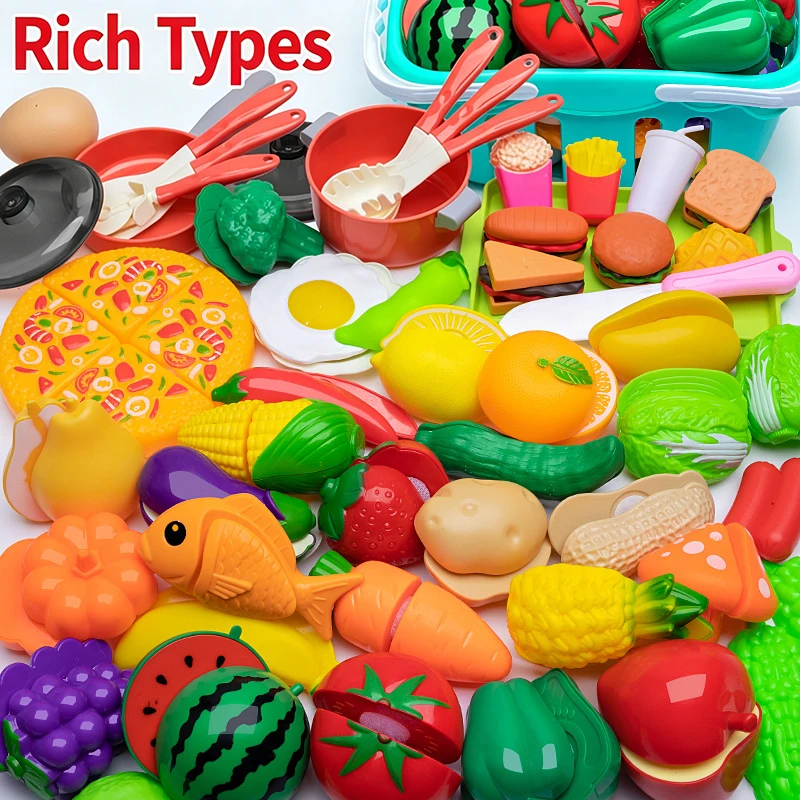 Cutting Play Food Toy Set Kitchen Pretend Play Fruit Vegetable Toy For Kids Educational Learning Food Toys Fun Toddlers Gifts - Image 3