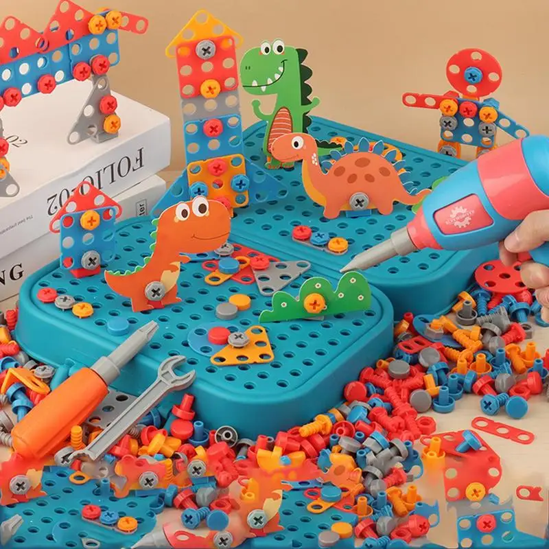 351stk/211stk Children DIY Tool Toys Set Electric Drill Screw Nuts Puzzle Toy Pretend Play Tool Kits 2D/3D Educational Toy - Image 4