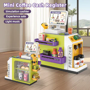 Mini Pretend Play Children's Toy Supermarket Shopping Counter Coffee Vending Counter Set