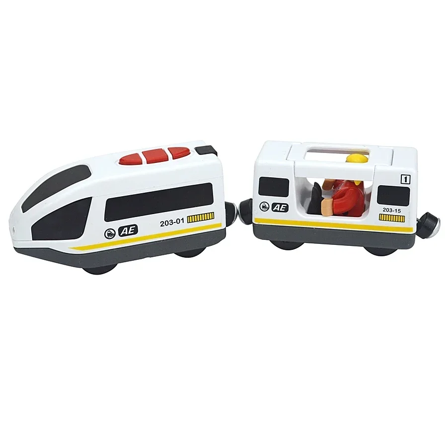 Magnetic Electric Train Car Locomotive Wooden Track Slot Diecast Railway With Two Carriages Train Wood Kid Toy Biro Leduo Track - Image 39