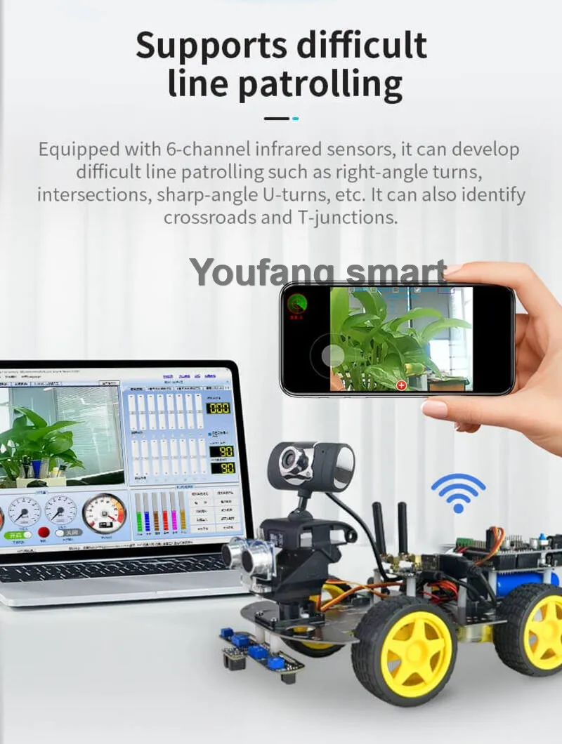 APP Control 4WD Robot Car WiFi Bluetooth Video Line Following Obstacle Avoiding RC Tank For Arduino Programmable Robot DIY Kit - Image 14