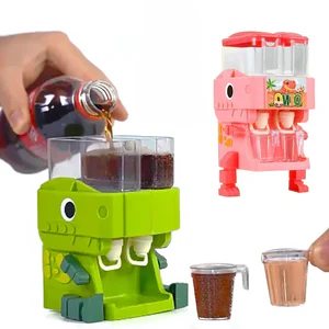 Children Dinosaur Water Dispenser Mini Juice Drinking Fountain Simulation Kitchen Toy Miniature Juice Dispenser Pretend Play Toy