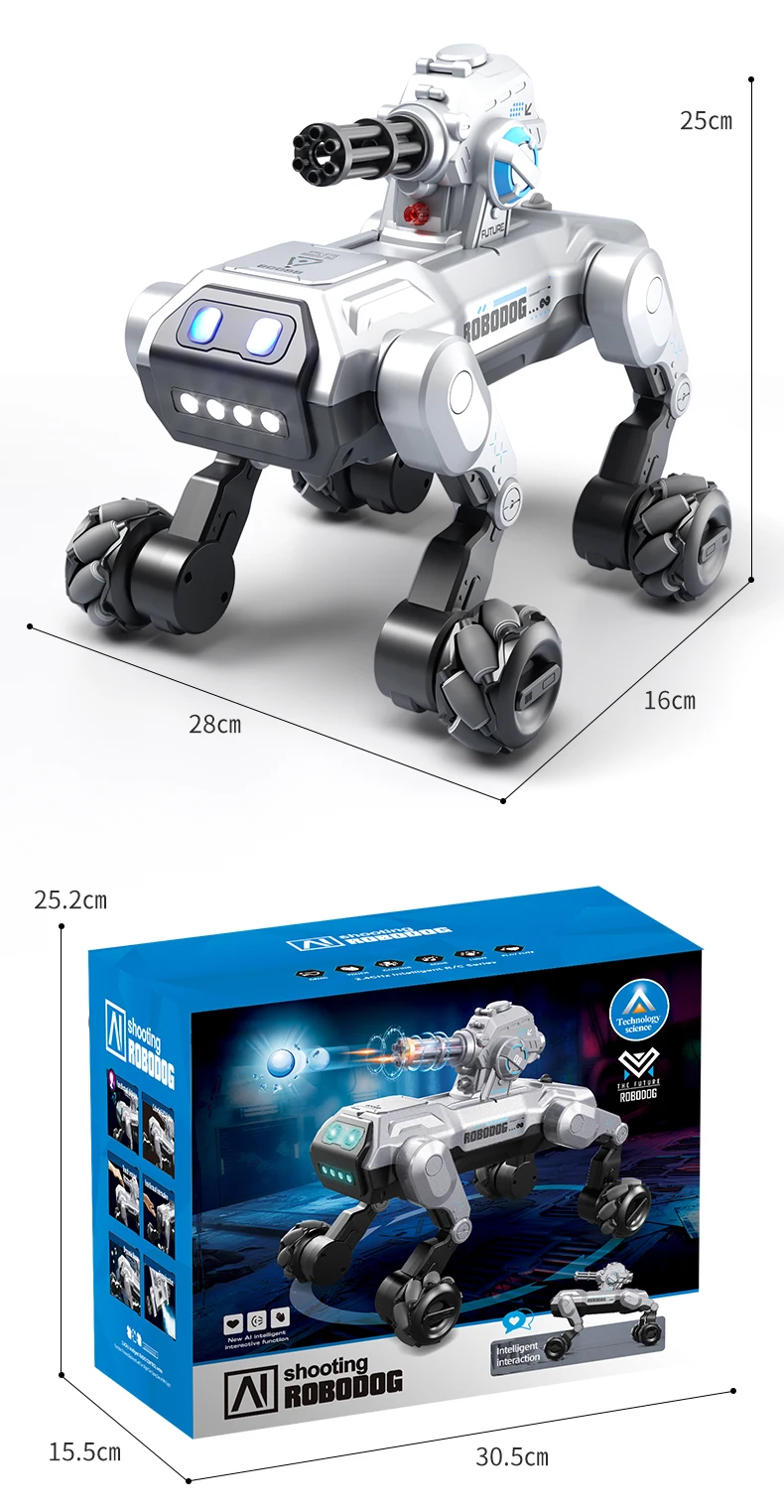 8WD Smart Robot Dog, Voice Control & Touch Interaction, Programmable Actions, Water Bead Turret, Music & Mist Spray, for Kids - Image 25
