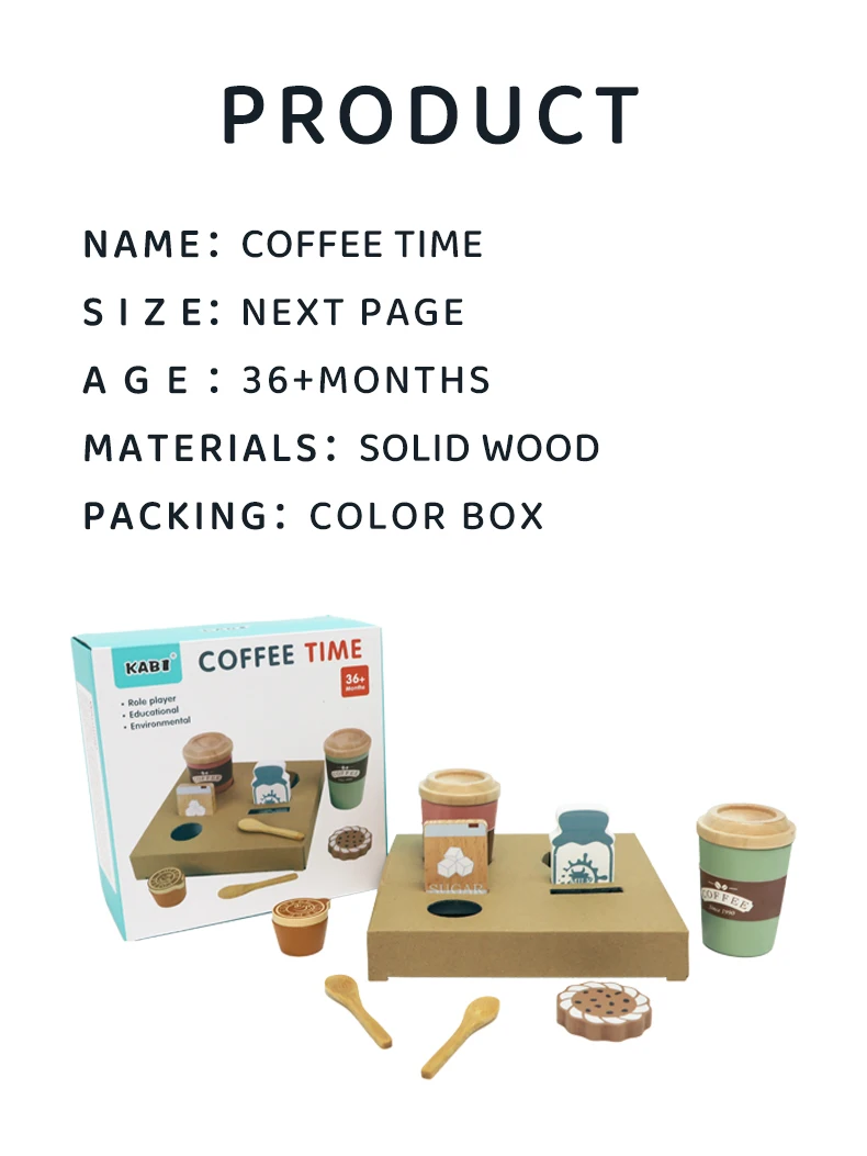 Kids Wooden Coffee Toy Set Toddler Pretend Play Kitchen Accessories Gift for Children House Play Early Educational Toys for Kids - Image 8